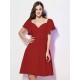 Gorgeous Sweetheart Short Sleeves Ruffles Short Chiffon Bridesmaid Dresses