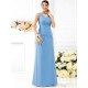 V-Neck Elegant Pleats Sleeveless Long Chiffon Bridesmaid Dresses