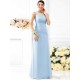 V-Neck Elegant Pleats Sleeveless Long Chiffon Bridesmaid Dresses