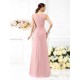 V-Neck Elegant Pleats Sleeveless Long Chiffon Bridesmaid Dresses