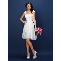 Charming Straps Pleats Sleeveless Short Chiffon Bridesmaid Dresses