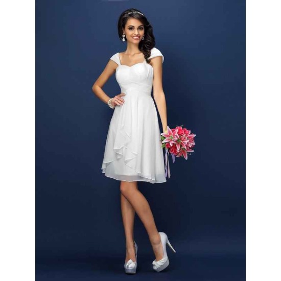 Charming Straps Pleats Sleeveless Short Chiffon Bridesmaid Dresses