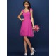 Charming Straps Pleats Sleeveless Short Chiffon Bridesmaid Dresses