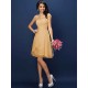 Charming Straps Pleats Sleeveless Short Chiffon Bridesmaid Dresses