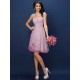 Charming Straps Pleats Sleeveless Short Chiffon Bridesmaid Dresses