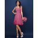 Charming Straps Pleats Sleeveless Short Chiffon Bridesmaid Dresses
