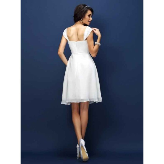 Charming Straps Pleats Sleeveless Short Chiffon Bridesmaid Dresses