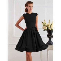 Charming High Neck Sleeveless Sash/Ribbon/Belt Short Chiffon Bridesmaid Dresses