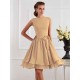 Charming High Neck Sleeveless Sash/Ribbon/Belt Short Chiffon Bridesmaid Dresses