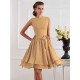 Charming High Neck Sleeveless Sash/Ribbon/Belt Short Chiffon Bridesmaid Dresses
