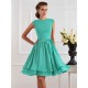 Charming High Neck Sleeveless Sash/Ribbon/Belt Short Chiffon Bridesmaid Dresses