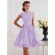 Charming High Neck Sleeveless Sash/Ribbon/Belt Short Chiffon Bridesmaid Dresses