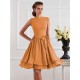 Charming High Neck Sleeveless Sash/Ribbon/Belt Short Chiffon Bridesmaid Dresses