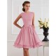 Charming High Neck Sleeveless Sash/Ribbon/Belt Short Chiffon Bridesmaid Dresses