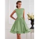 Charming High Neck Sleeveless Sash/Ribbon/Belt Short Chiffon Bridesmaid Dresses