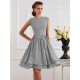 Charming High Neck Sleeveless Sash/Ribbon/Belt Short Chiffon Bridesmaid Dresses