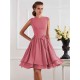 Charming High Neck Sleeveless Sash/Ribbon/Belt Short Chiffon Bridesmaid Dresses