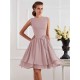 Charming High Neck Sleeveless Sash/Ribbon/Belt Short Chiffon Bridesmaid Dresses