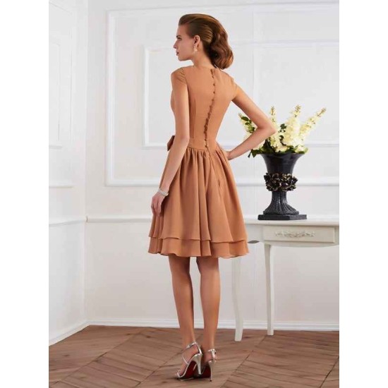 Charming High Neck Sleeveless Sash/Ribbon/Belt Short Chiffon Bridesmaid Dresses