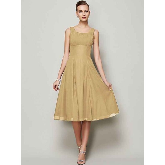 Charming Straps Sleeveless Pleats Short Chiffon Bridesmaid Dresses