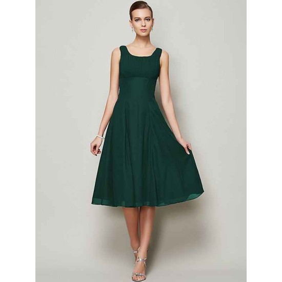 Charming Straps Sleeveless Pleats Short Chiffon Bridesmaid Dresses