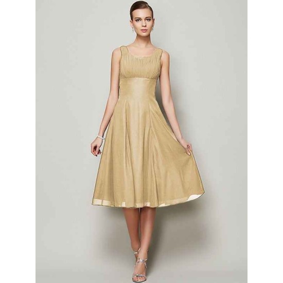 Charming Straps Sleeveless Pleats Short Chiffon Bridesmaid Dresses