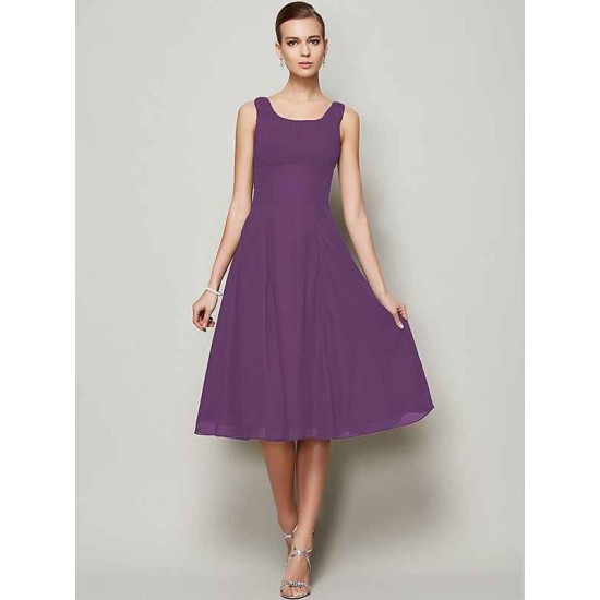 Charming Straps Sleeveless Pleats Short Chiffon Bridesmaid Dresses