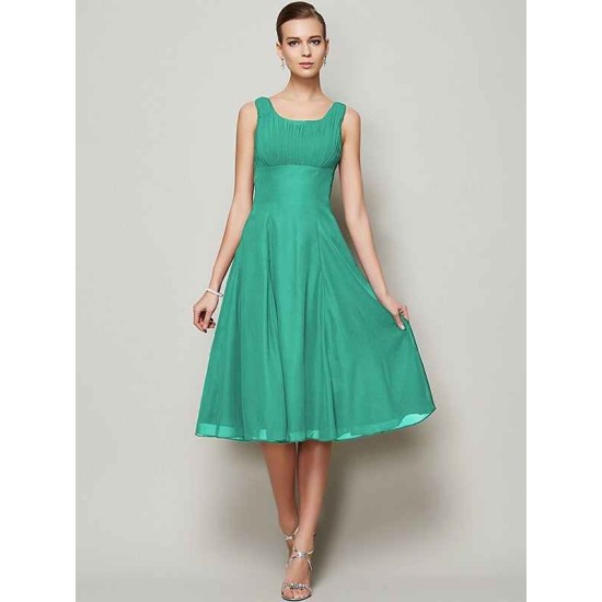 Charming Straps Sleeveless Pleats Short Chiffon Bridesmaid Dresses