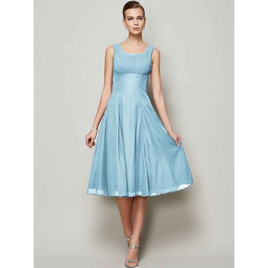 Charming Straps Sleeveless Pleats Short Chiffon Bridesmaid Dresses