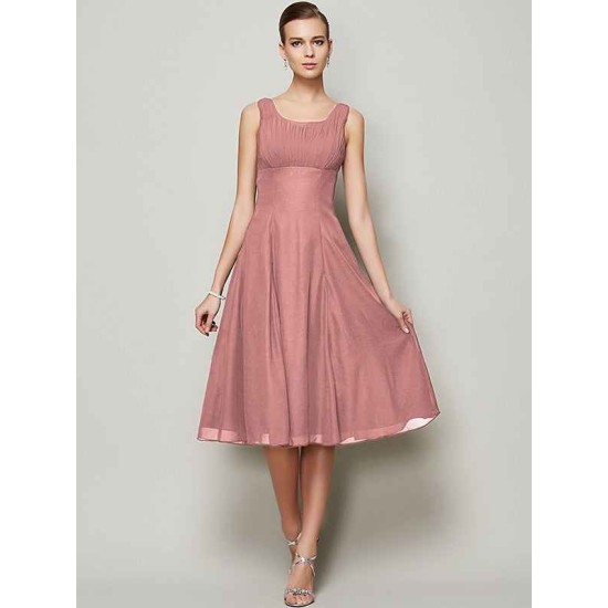 Charming Straps Sleeveless Pleats Short Chiffon Bridesmaid Dresses