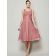 Charming Straps Sleeveless Pleats Short Chiffon Bridesmaid Dresses