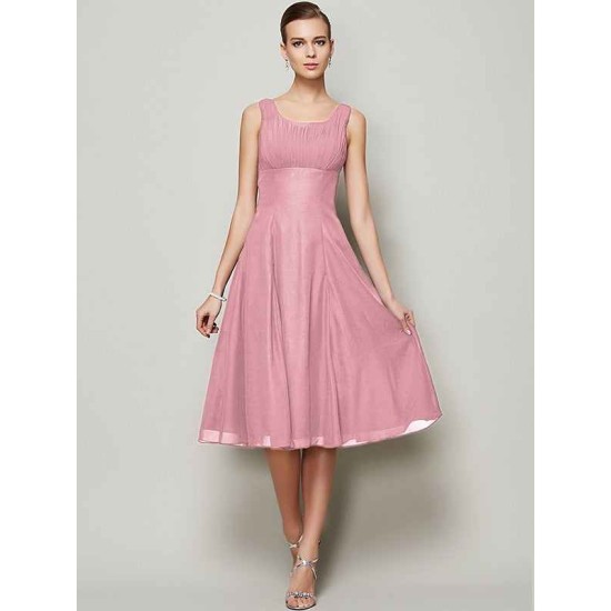 Charming Straps Sleeveless Pleats Short Chiffon Bridesmaid Dresses