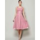 Charming Straps Sleeveless Pleats Short Chiffon Bridesmaid Dresses