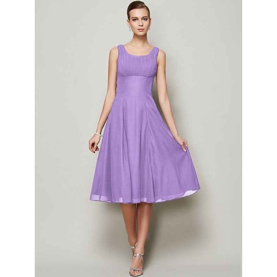 Charming Straps Sleeveless Pleats Short Chiffon Bridesmaid Dresses
