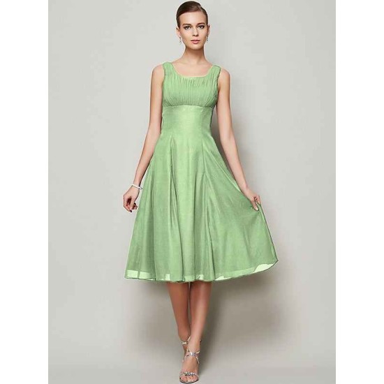 Charming Straps Sleeveless Pleats Short Chiffon Bridesmaid Dresses