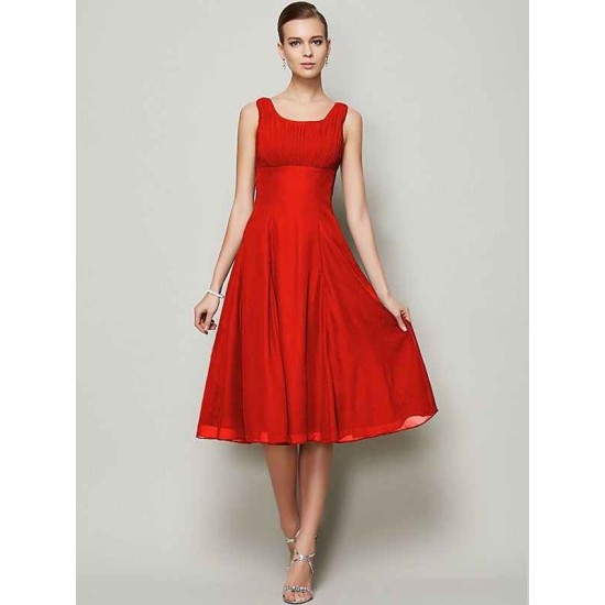 Charming Straps Sleeveless Pleats Short Chiffon Bridesmaid Dresses