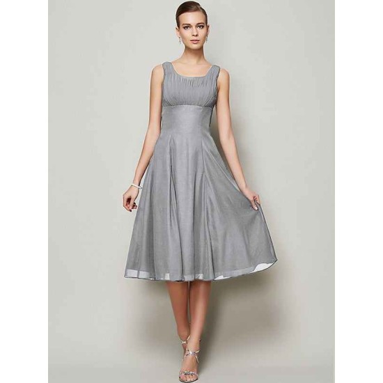 Charming Straps Sleeveless Pleats Short Chiffon Bridesmaid Dresses