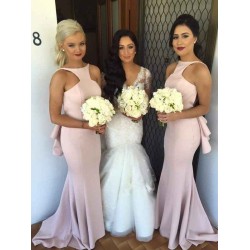 Mermaid Gorgeous Halter Sleeveless Satin Bridesmaid Dresses