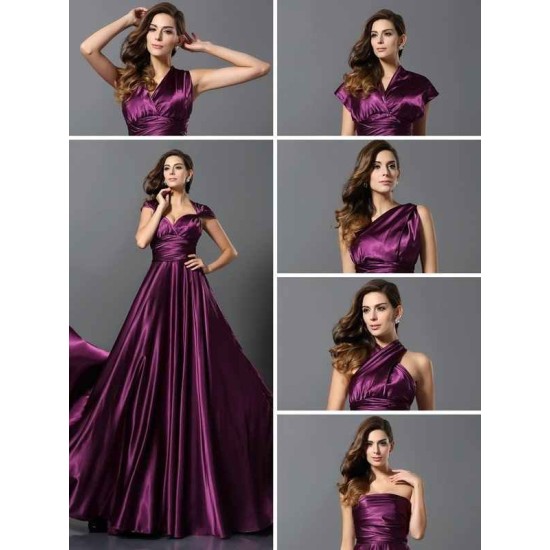 Charming Pleats Sleeveless Long Bridesmaid Dresses