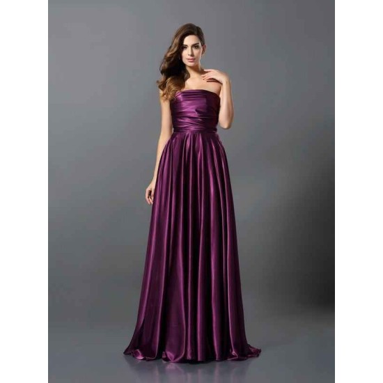Charming Pleats Sleeveless Long Bridesmaid Dresses
