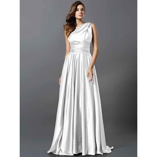 Charming Pleats Sleeveless Long Bridesmaid Dresses