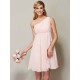 Classy Sleeveless One Shoulders Sash/Ribbon/Belt Short Chiffon Bridesmaid Dresses