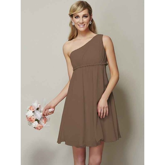 Classy Sleeveless One Shoulders Sash/Ribbon/Belt Short Chiffon Bridesmaid Dresses