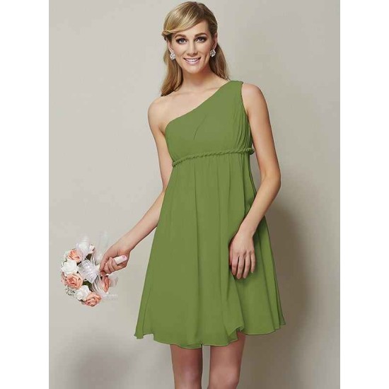 Classy Sleeveless One Shoulders Sash/Ribbon/Belt Short Chiffon Bridesmaid Dresses