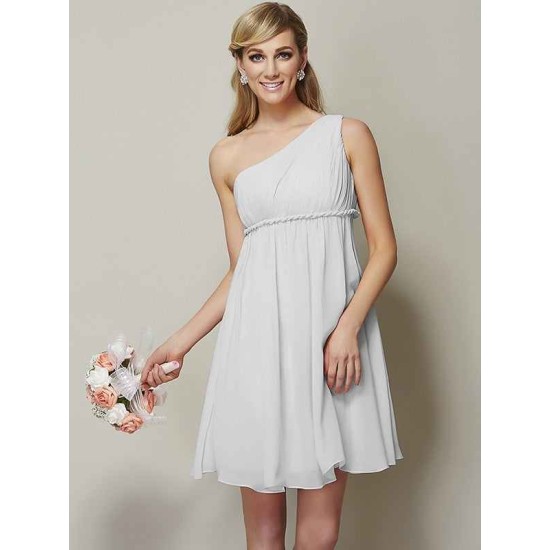 Classy Sleeveless One Shoulders Sash/Ribbon/Belt Short Chiffon Bridesmaid Dresses