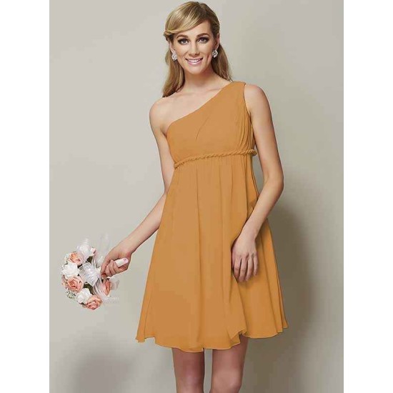 Classy Sleeveless One Shoulders Sash/Ribbon/Belt Short Chiffon Bridesmaid Dresses