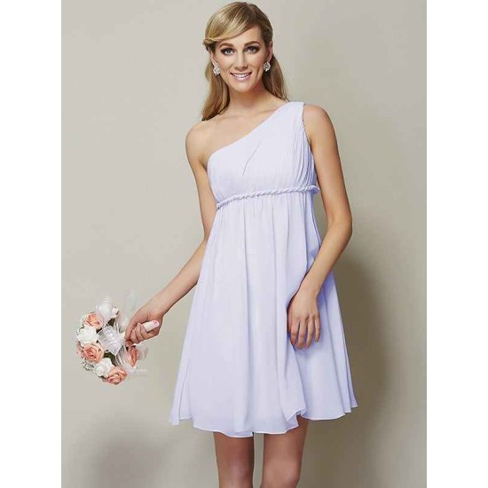 Classy Sleeveless One Shoulders Sash/Ribbon/Belt Short Chiffon Bridesmaid Dresses