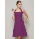 Charming Halter Sleeveless Pleats Bowknot Short Chiffon Bridesmaid Dresses
