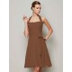 Charming Halter Sleeveless Pleats Bowknot Short Chiffon Bridesmaid Dresses