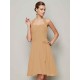 Charming Halter Sleeveless Pleats Bowknot Short Chiffon Bridesmaid Dresses